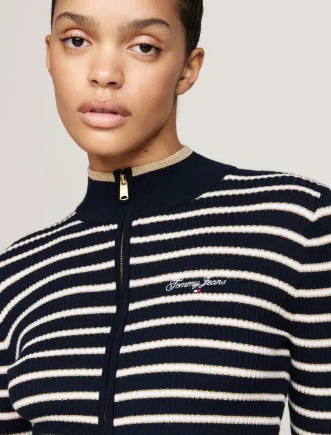 TOMMY JEANS Metallic tip zip cardigan
